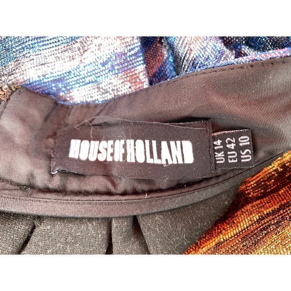 House Of Holland Tequila Skirt Women's 10 US 14UK Metallic Stripes High Waist - Picture 7 of 8